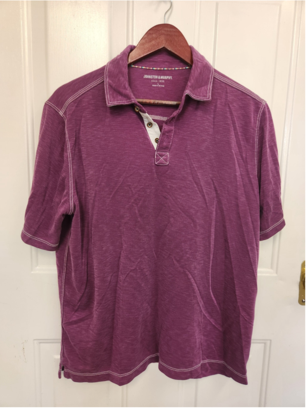 Johnston & Murphy short-sleeve plum-purple polo shirt